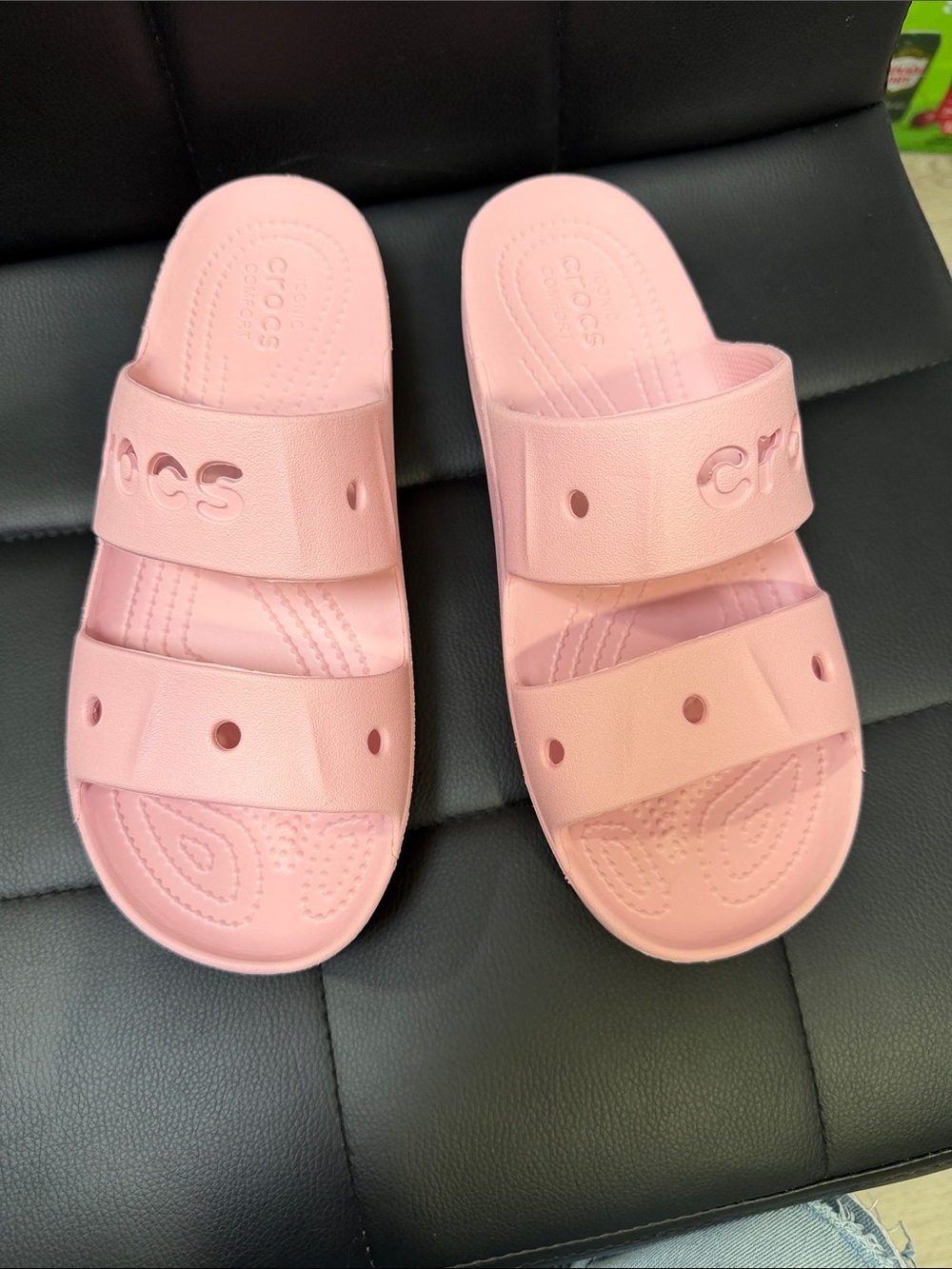 CROCS Light Pink Two-Strap Slide Sandals - Picture 2 of 7